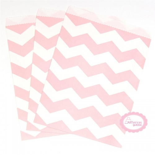 Sacos Papel Chevron Rosa Claro